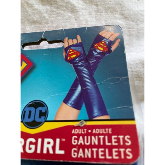 DC Supergirl Adult Gauntlets Blue Metallic Costume Accessories With Superman Log - Picture 6 of 8